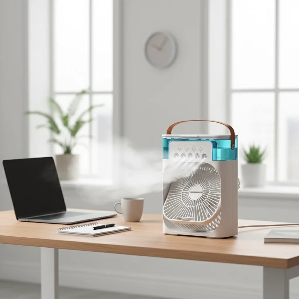 3-in-1 Mini Air Cooler - Chill, Humidify & Light!